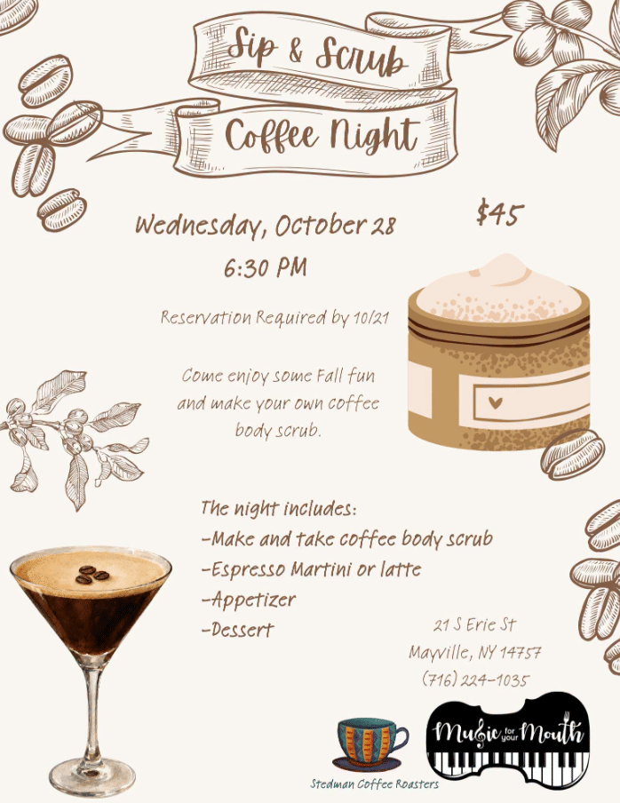 Sip & Scrub Coffee Night @ Music For Your Mouth