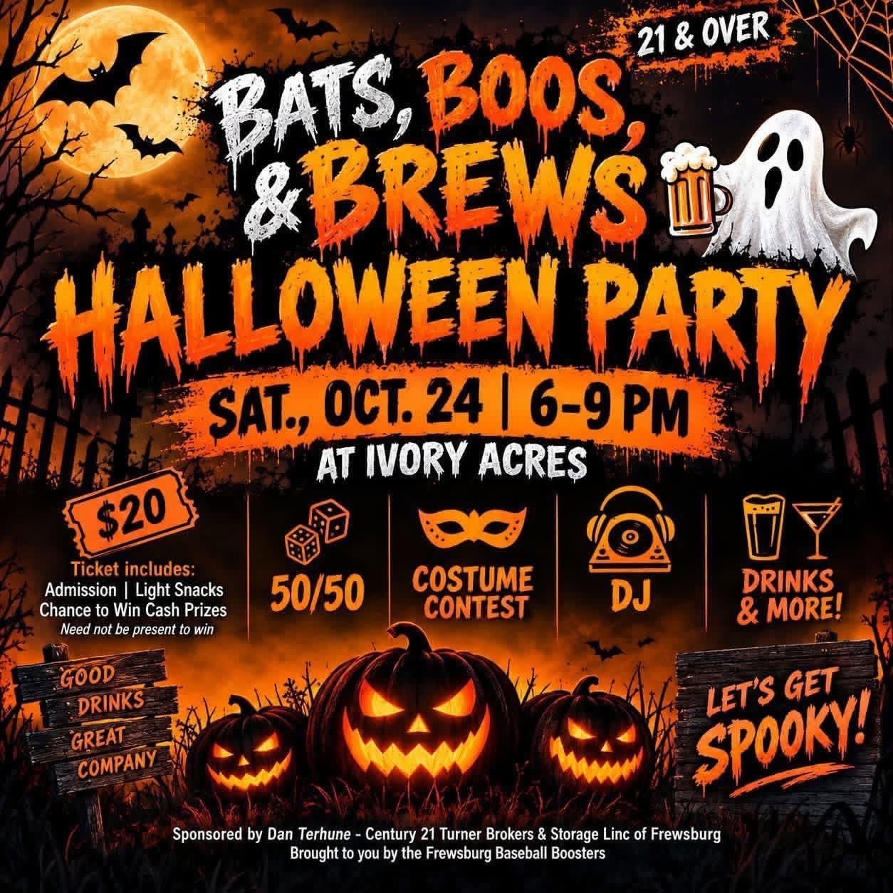 Bats, Boos, & Brews Halloween Party @ Ivory Acres