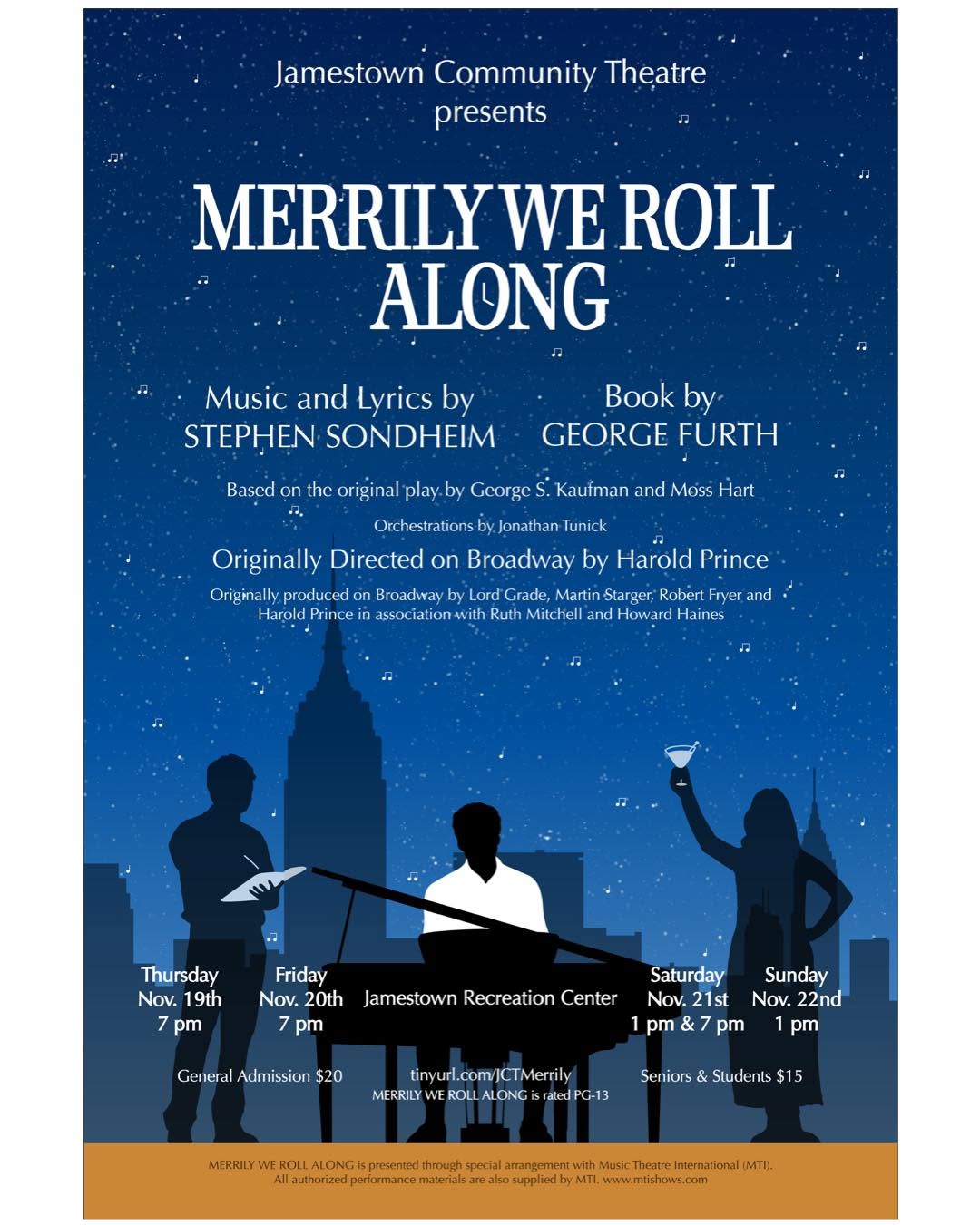 Jamestown Community Theatre presents: Merrily We Roll Along