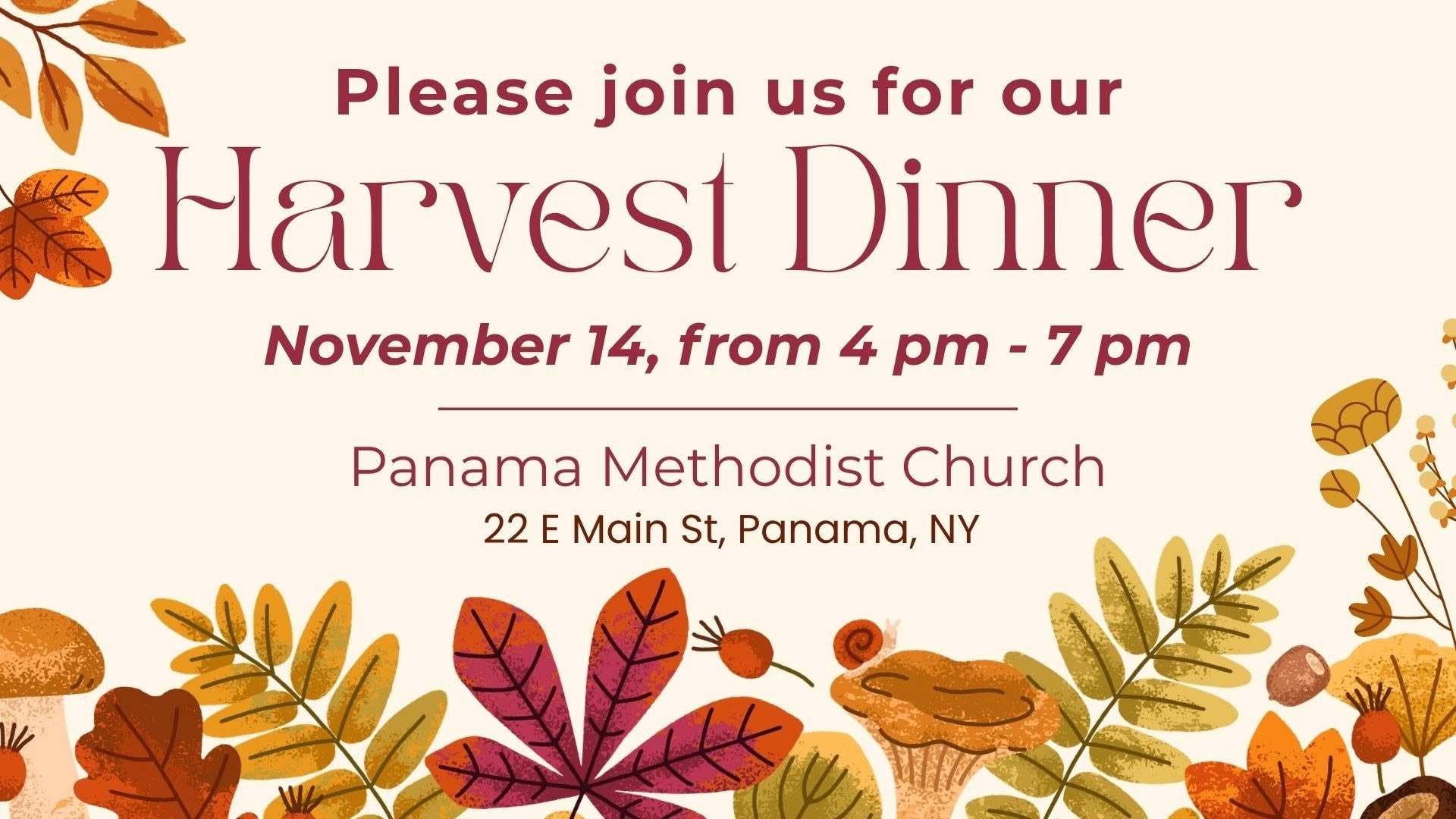 Annual Harvest Dinner @ Panama Methodist Church